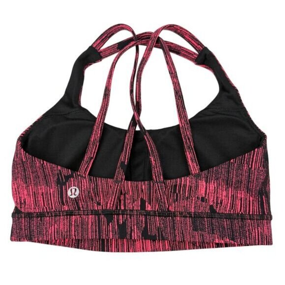 LULULEMON Energy Bra Size 4 Down Pour Electric Coral Black - Picture 4 of 6